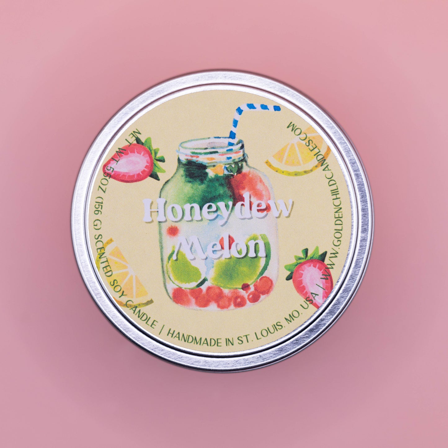 Honeydew Melon 5.5 oz Travel Tin Candle