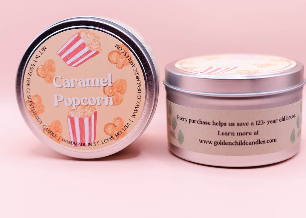 Caramel Popcorn 5.5 oz Travel Tin Candle